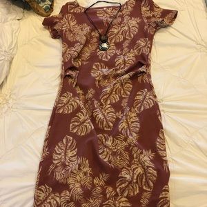 Pink blush copper tropical maternity dress